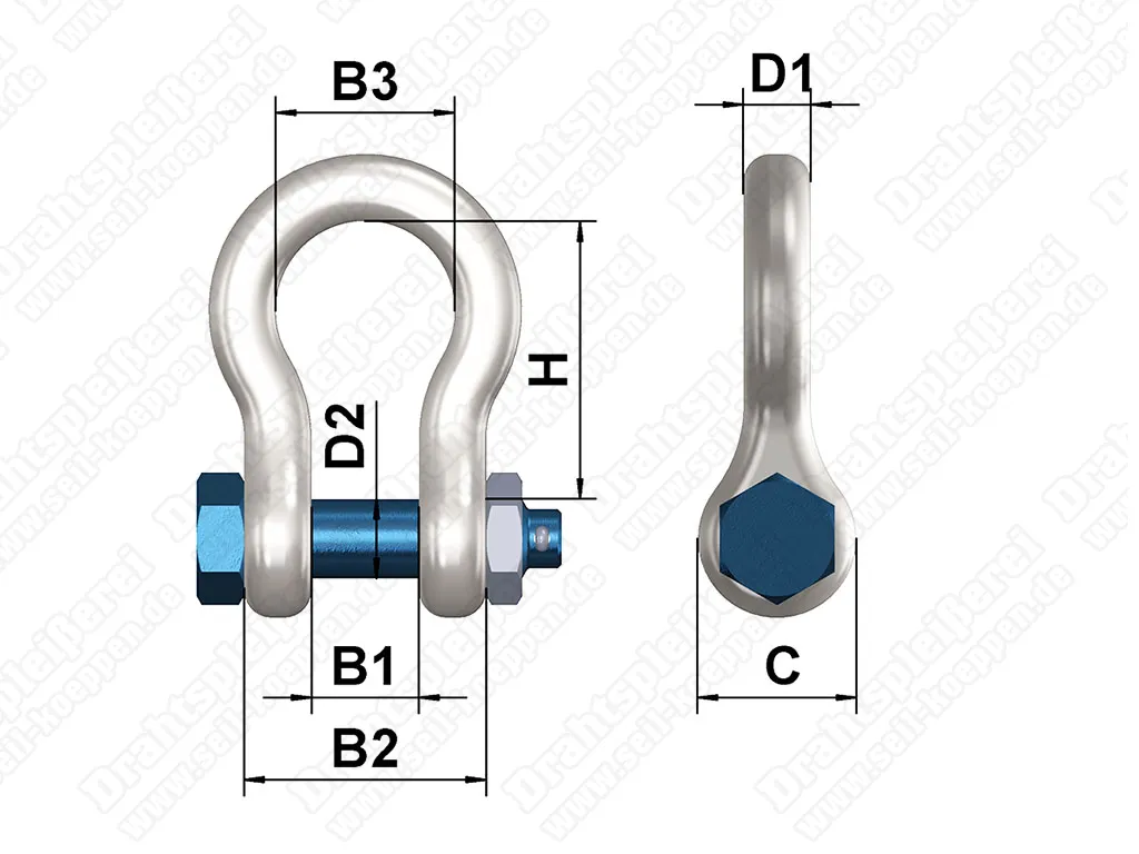 Hochfeste Omega und Gerade Schäkel, DIN 82101 Schäkel Form A, B und C