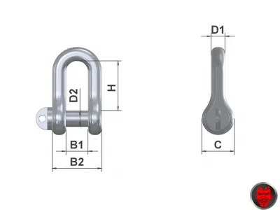 hochfester Schäkel, HA1, Tragkraft 1,5t - 7/16 - Hochfeste Schäkel und  Tabelle der technischen Daten - Schäkel - Zubehör für Seile und Ketten